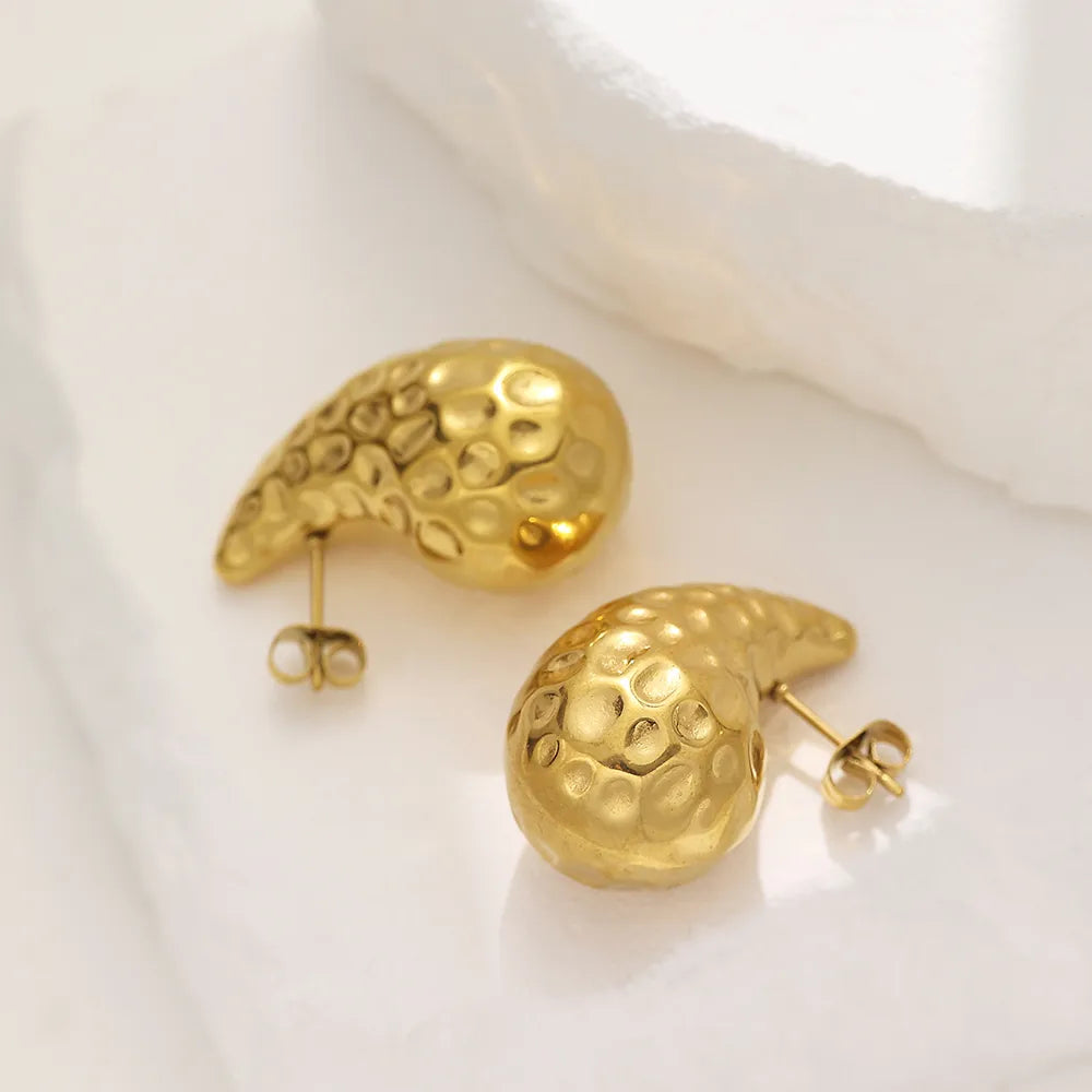 1 Pair Simple Style Classic Style Commute Water Droplets 304 Stainless Steel Titanium Steel 18K Gold Plated Ear Studs