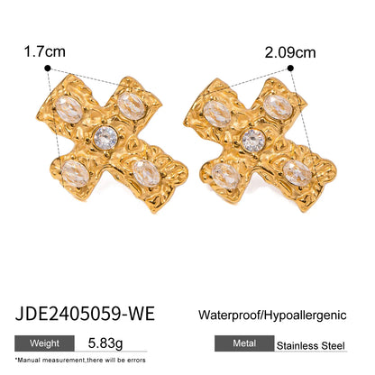 1 Pair Simple Style Classic Style Cross 304 Stainless Steel Ear Studs