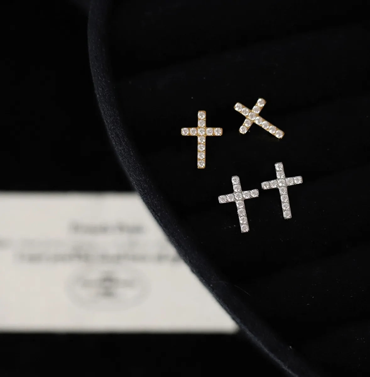 1 Pair Simple Style Classic Style Cross Inlay 304 Stainless Steel Titanium Steel Zircon 18K Gold Plated Ear Studs