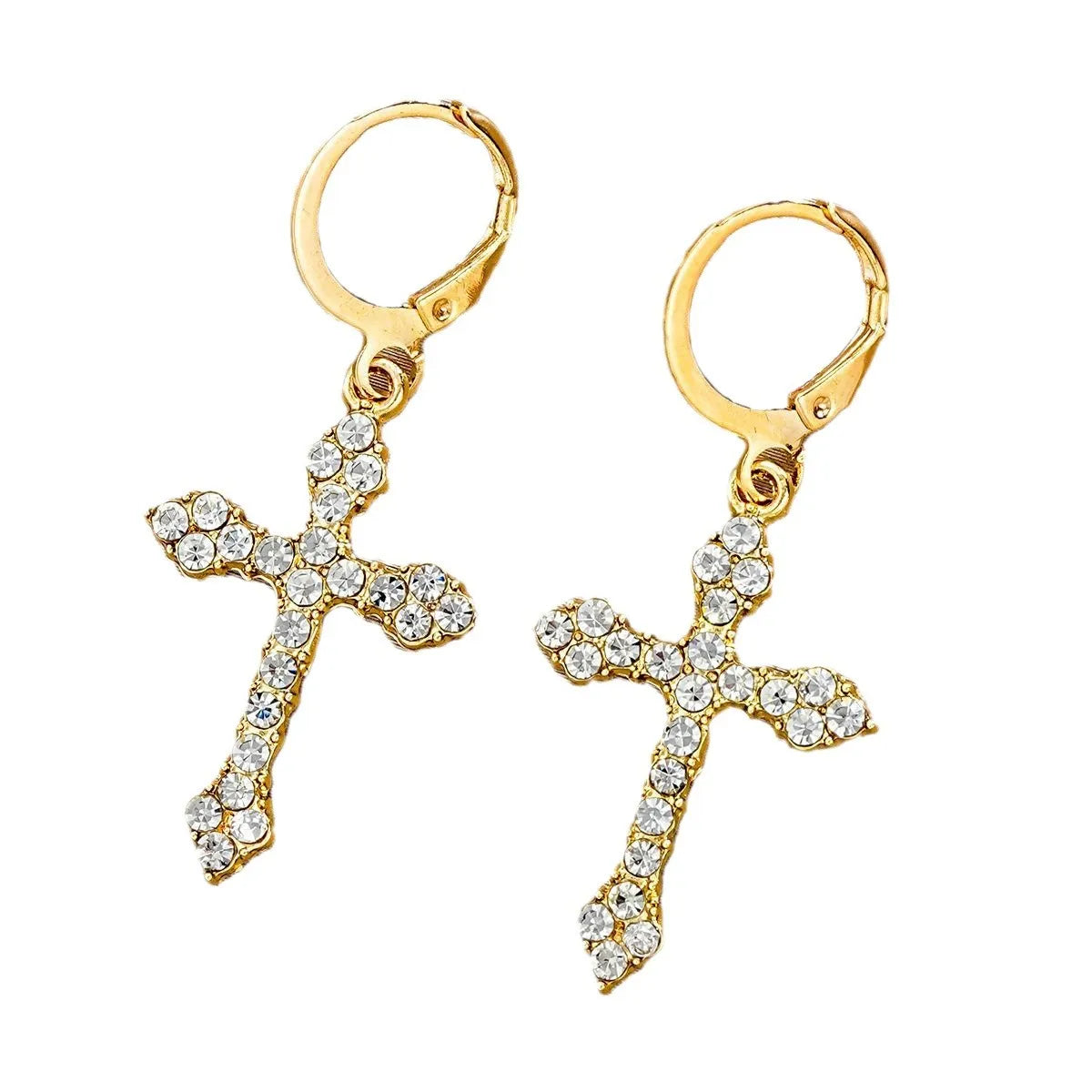 1 Pair Simple Style Classic Style Cross Inlay Alloy Rhinestones Earrings