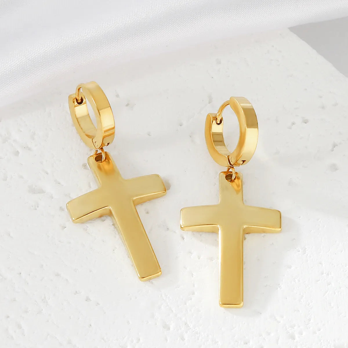 1 Pair Simple Style Classic Style Cross Stainless Steel Drop Earrings