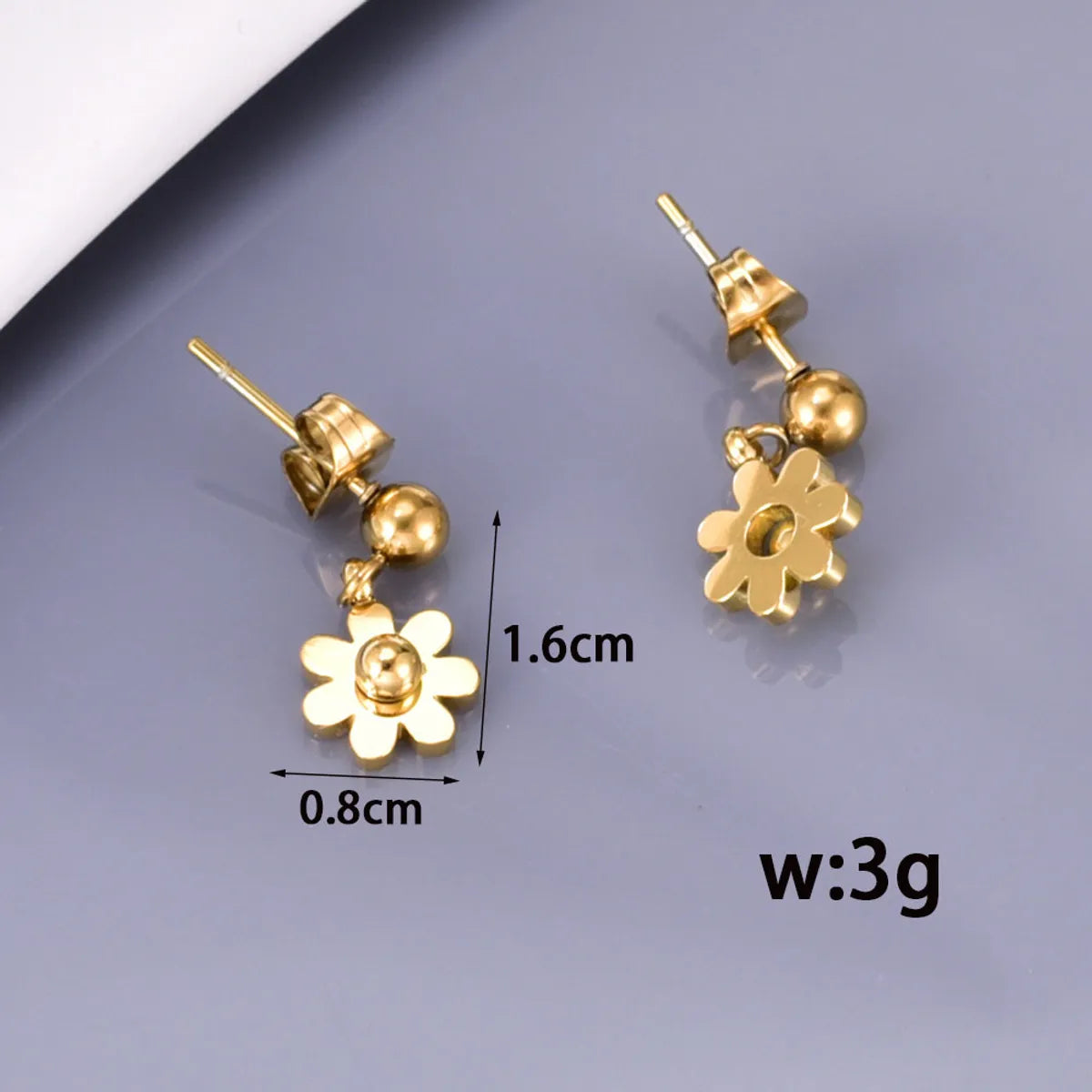 1 Pair Simple Style Classic Style Daisy 304 Stainless Steel Titanium Steel 18K Gold Plated Drop Earrings