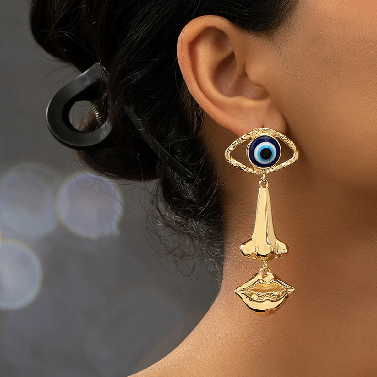 1 Pair Simple Style Classic Style Devil's Eye Plating Alloy Gold Plated Drop Earrings