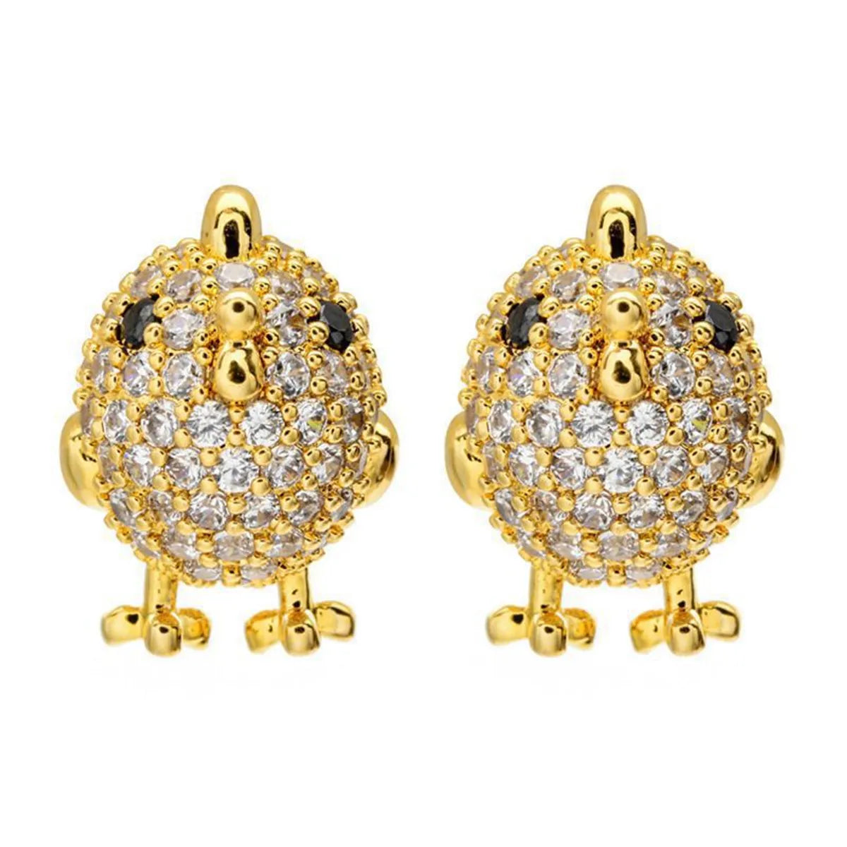 1 Pair Simple Style Classic Style Egg Plating Inlay Copper Pearl Zircon 18k Gold Plated Ear Studs