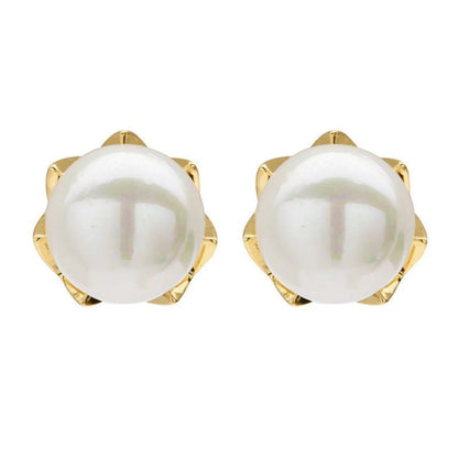 1 Pair Simple Style Classic Style Egg Plating Inlay Copper Pearl Zircon 18k Gold Plated Ear Studs