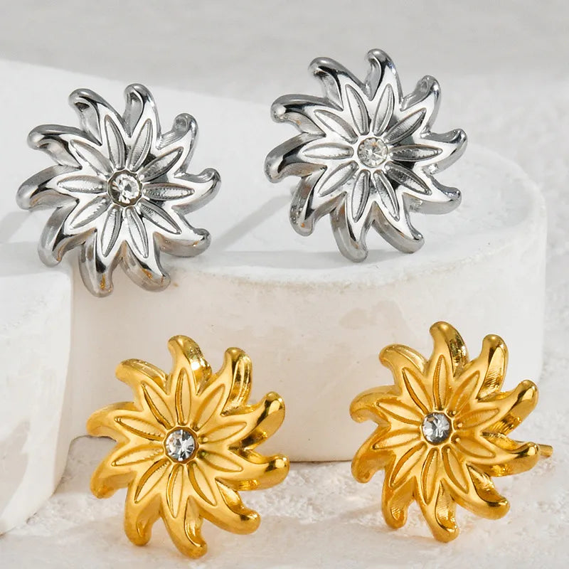 1 Pair Simple Style Classic Style Flower 304 Stainless Steel Ear Studs