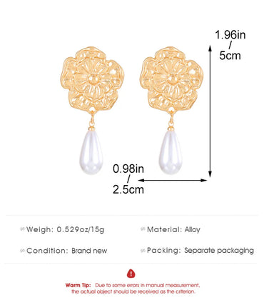 1 Pair Simple Style Classic Style Flower Alloy Drop Earrings