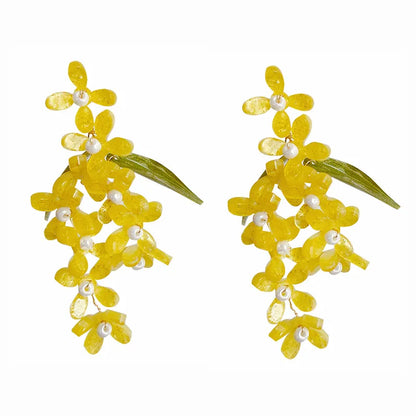 1 Pair Simple Style Classic Style Flower Beaded Glass Drop Earrings