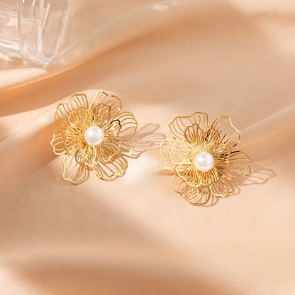 1 Pair Simple Style Classic Style Flower Butterfly 201 Stainless Steel Ear Studs