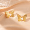 1 Pair Simple Style Classic Style Flower Butterfly 201 Stainless Steel Ear Studs