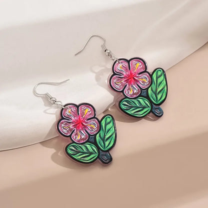 1 Pair Simple Style Classic Style Flower Flowers Arylic Drop Earrings