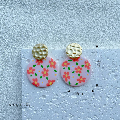 1 Pair Simple Style Classic Style Flower Handmade Soft Clay Drop Earrings