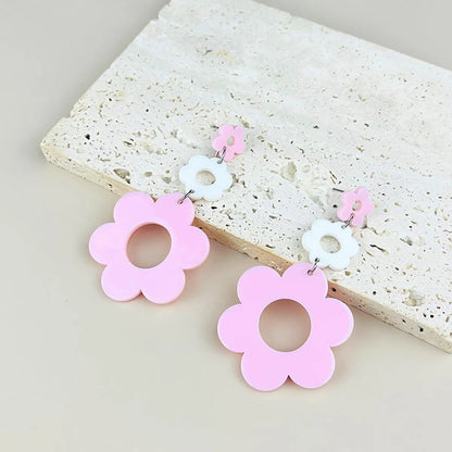 1 Pair Simple Style Classic Style Flower Hollow Out Arylic Drop Earrings