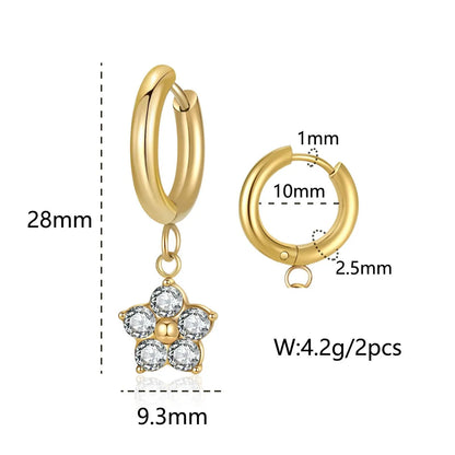 1 Pair Simple Style Classic Style Flower Inlay 304 Stainless Steel Zircon Drop Earrings