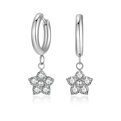 1 Pair Simple Style Classic Style Flower Inlay 304 Stainless Steel Zircon Drop Earrings