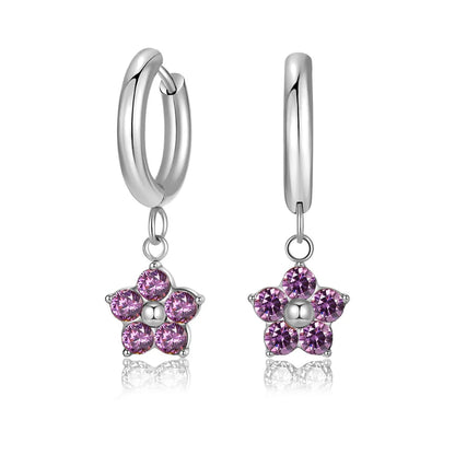 1 Pair Simple Style Classic Style Flower Inlay 304 Stainless Steel Zircon Drop Earrings