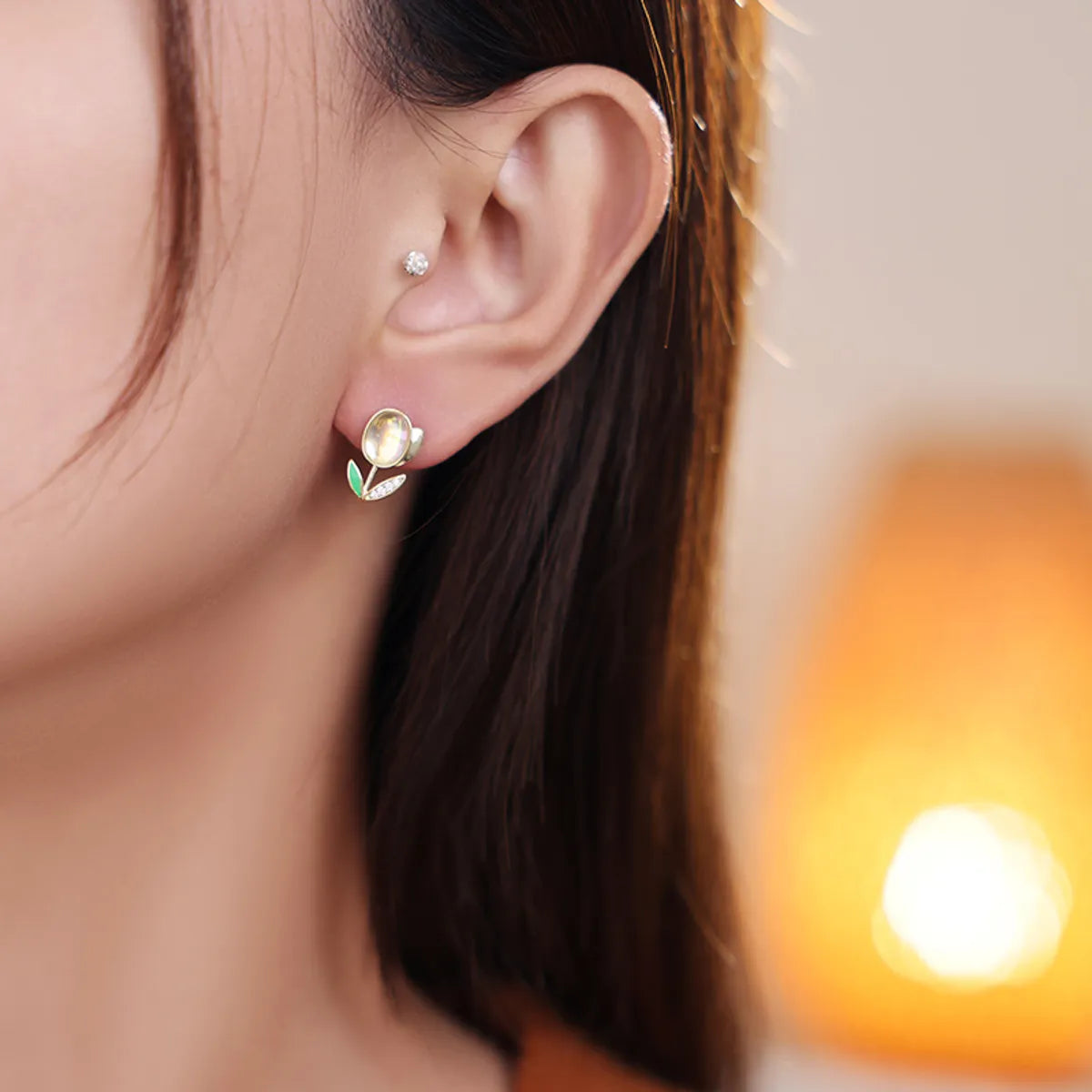 1 Pair Simple Style Classic Style Flower Inlay Copper Rhinestones Ear Studs