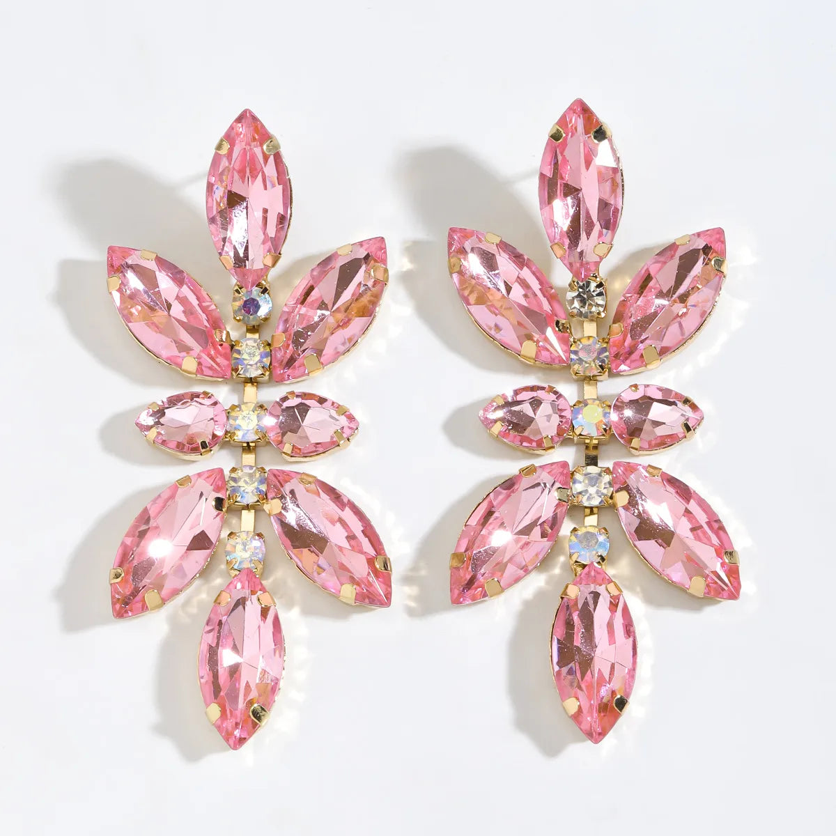 1 Pair Simple Style Classic Style Flower Inlay Zinc Alloy Rhinestones Drop Earrings