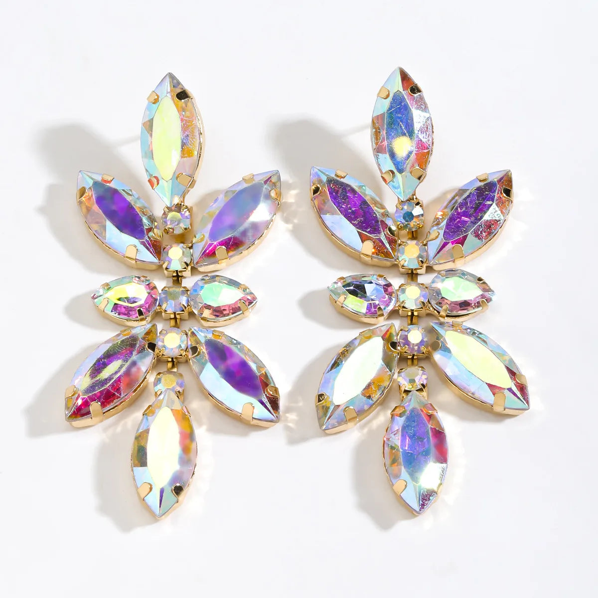 1 Pair Simple Style Classic Style Flower Inlay Zinc Alloy Rhinestones Drop Earrings