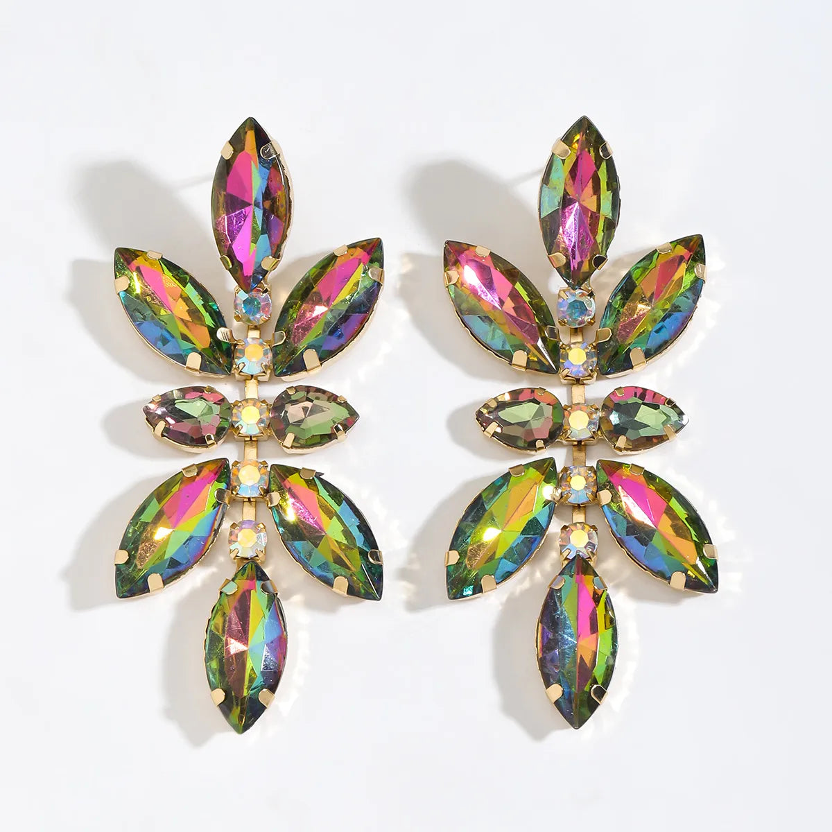 1 Pair Simple Style Classic Style Flower Inlay Zinc Alloy Rhinestones Drop Earrings