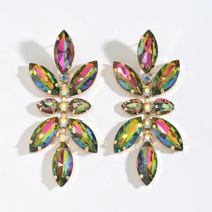 1 Pair Simple Style Classic Style Flower Inlay Zinc Alloy Rhinestones Drop Earrings