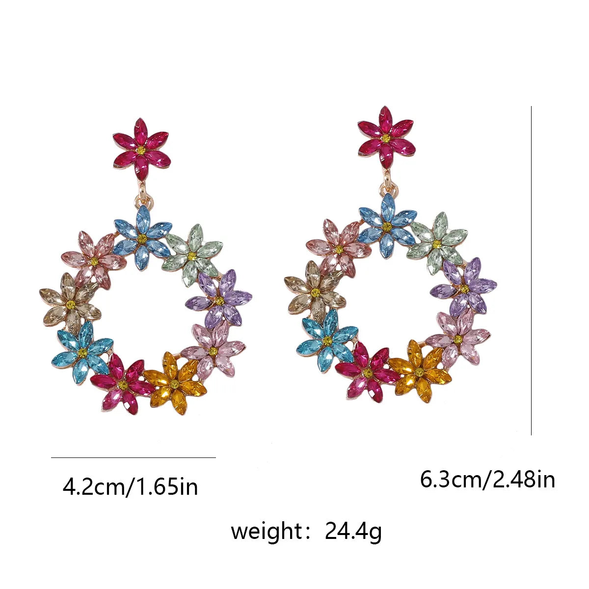 1 Pair Simple Style Classic Style Flower Inlay Zinc Alloy Rhinestones Drop Earrings