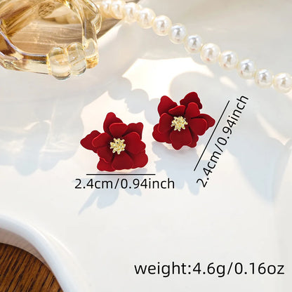 1 Pair Simple Style Classic Style Flower Iron Ear Studs