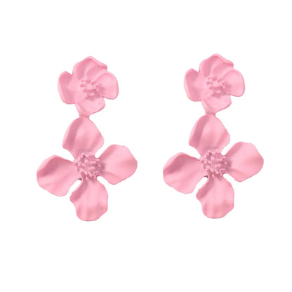 1 Pair Simple Style Classic Style Flower Patchwork Zinc Alloy Drop Earrings