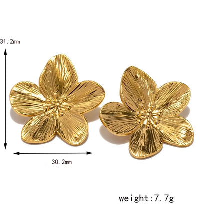 1 Pair Simple Style Classic Style Flower Petal 304 Stainless Steel 18K Gold Plated Ear Studs