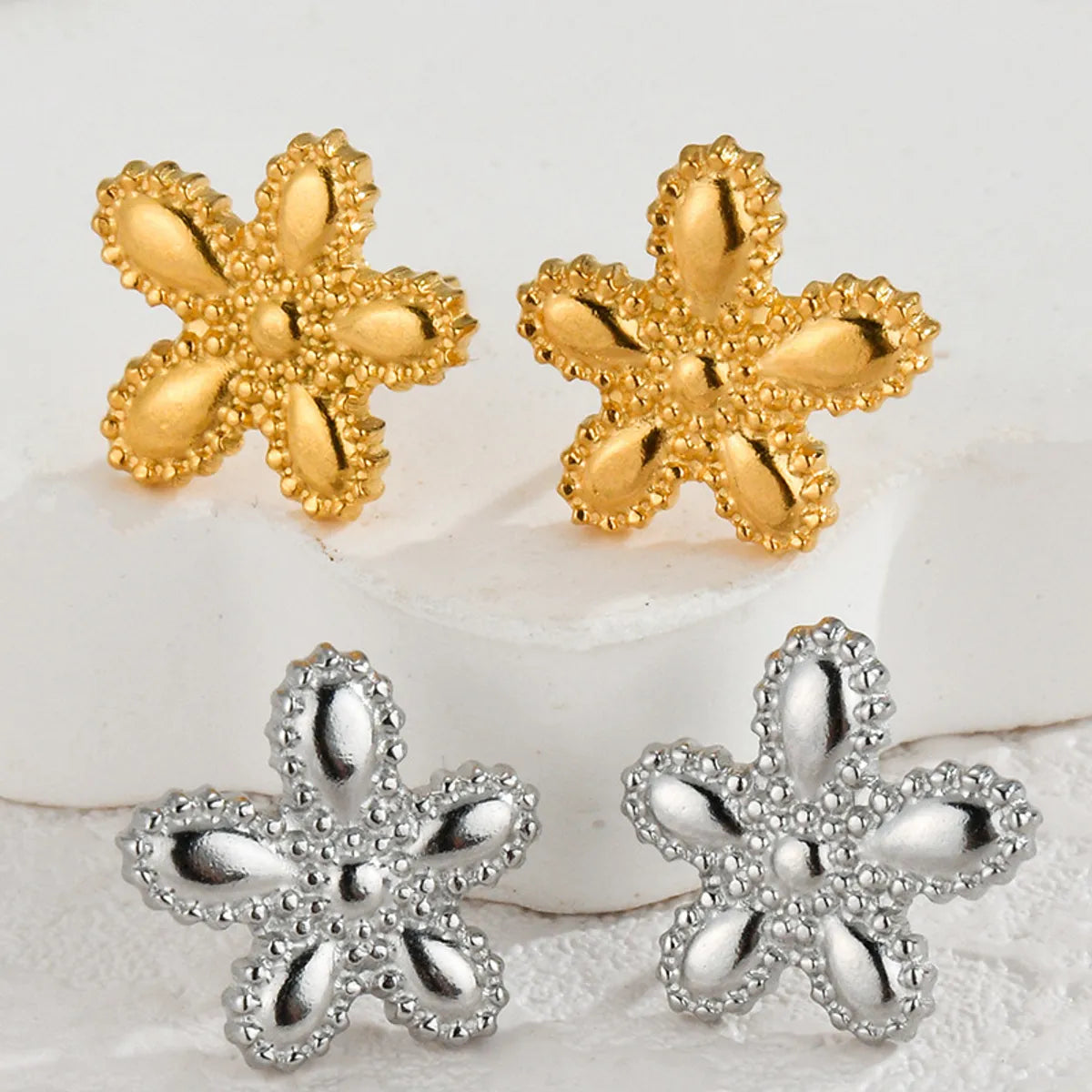 1 Pair Simple Style Classic Style Flower Plating 304 Stainless Steel Ear Studs