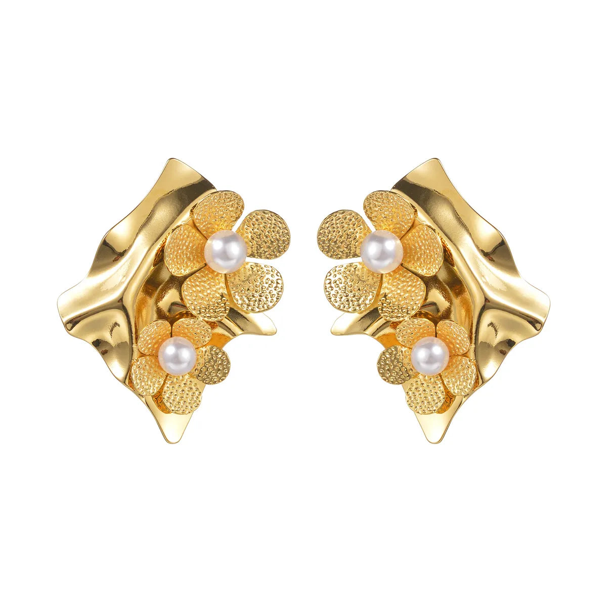 1 Pair Simple Style Classic Style Flower Plating 304 Stainless Steel Gold Plated Earrings