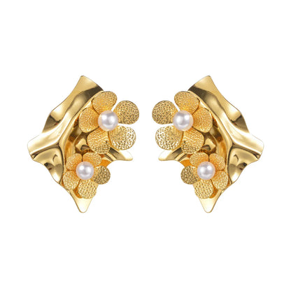 1 Pair Simple Style Classic Style Flower Plating 304 Stainless Steel Gold Plated Earrings