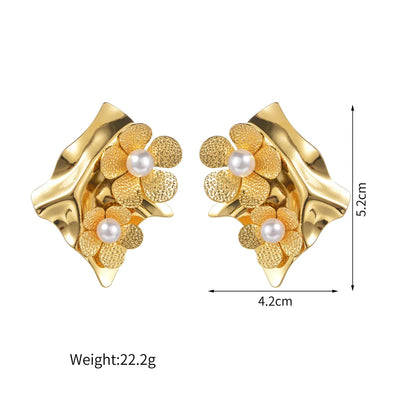 1 Pair Simple Style Classic Style Flower Plating 304 Stainless Steel Gold Plated Earrings