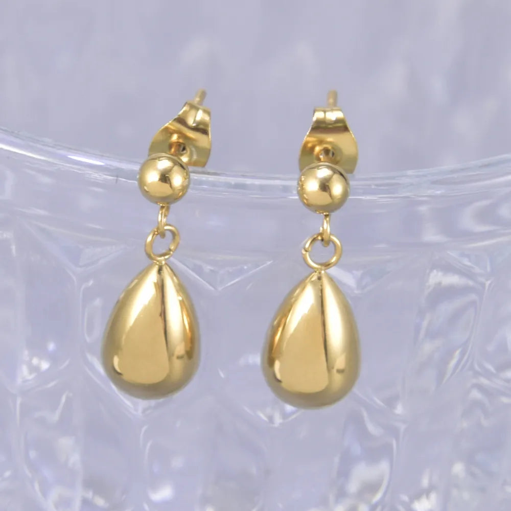 1 Pair Simple Style Classic Style Flower Plating 304 Stainless Steel Titanium Steel 18K Gold Plated Drop Earrings