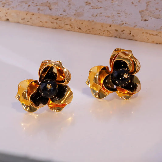 1 Pair Simple Style Classic Style Flower Plating Copper 18K Gold Plated Ear Studs