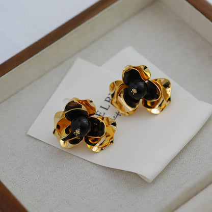 1 Pair Simple Style Classic Style Flower Plating Copper 18K Gold Plated Ear Studs