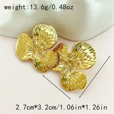 1 Pair Simple Style Classic Style Flower Plating Inlay 304 Stainless Steel Pearl Zircon 14K Gold Plated Ear Studs