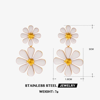 1 Pair Simple Style Classic Style Flower Plating Inlay 304 Stainless Steel Resin 18K Gold Plated Drop Earrings