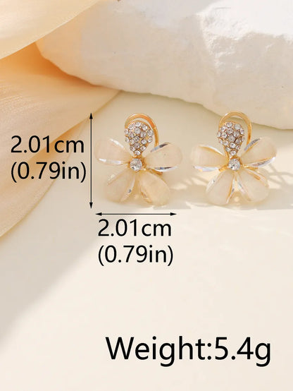 1 Pair Simple Style Classic Style Flower Plating Inlay Brass Zircon 14k Gold Plated 18k Gold Plated Drop Earrings