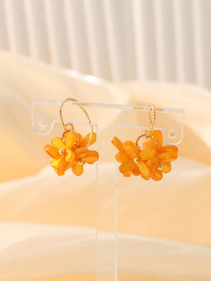 1 Pair Simple Style Classic Style Flower Plating Inlay Brass Zircon 14k Gold Plated 18k Gold Plated Drop Earrings