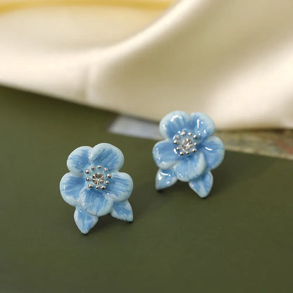 1 Pair Simple Style Classic Style Flower Plating Inlay Copper Zircon 18K Gold Plated Ear Studs