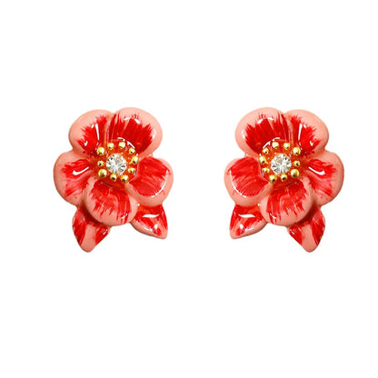 1 Pair Simple Style Classic Style Flower Plating Inlay Copper Zircon 18K Gold Plated Ear Studs