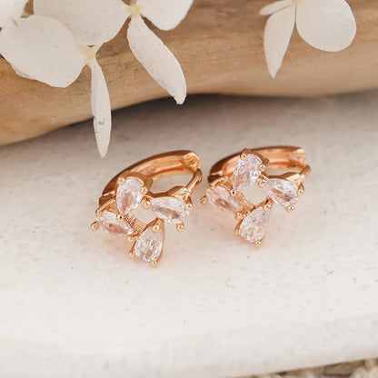 1 Pair Simple Style Classic Style Flower Plating Inlay Copper Zircon Rose Gold Plated Ear Studs