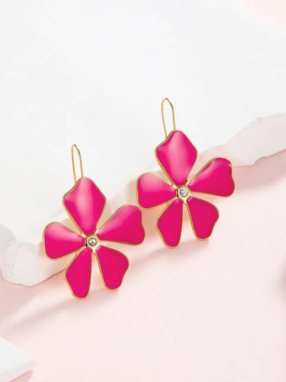 1 Pair Simple Style Classic Style Flower Plating Inlay Stainless Steel Zircon 18k Gold Plated Ear Studs