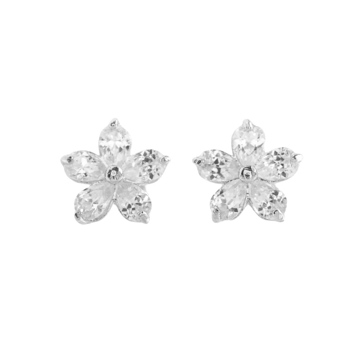 1 Pair Simple Style Classic Style Flower Plating Inlay Sterling Silver Zircon 18K Gold Plated Ear Studs