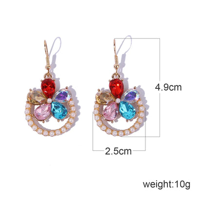 1 Pair Simple Style Classic Style Flower Plating Inlay Zinc Alloy Acrylic Pearl Gold Plated Drop Earrings