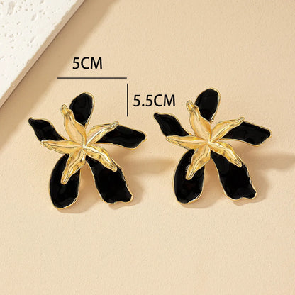 1 Pair Simple Style Classic Style Flower Plating Alloy Ear Studs