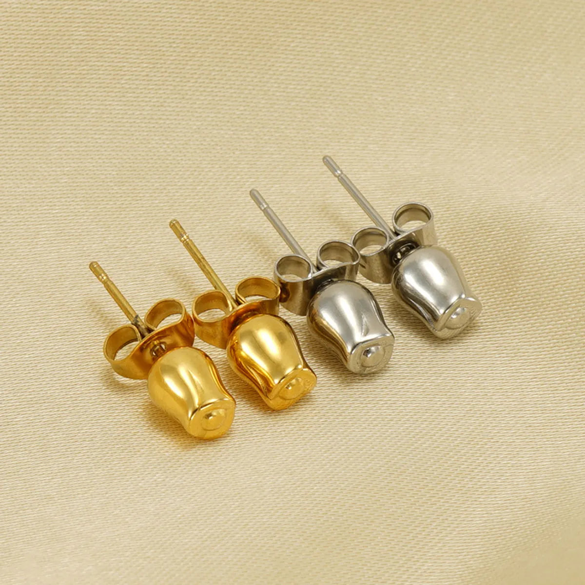 1 Pair Simple Style Classic Style Flower Plating Stainless Steel Gold Plated Ear Studs