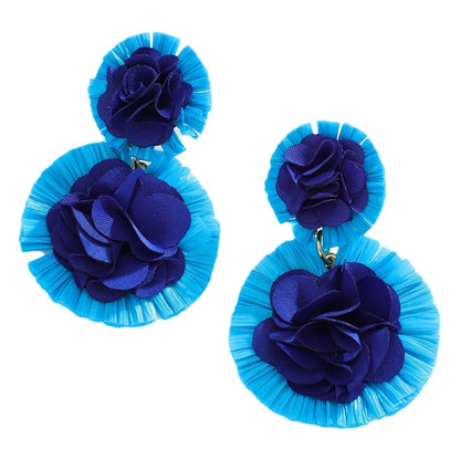 1 Pair Simple Style Classic Style Flower Raffia Drop Earrings