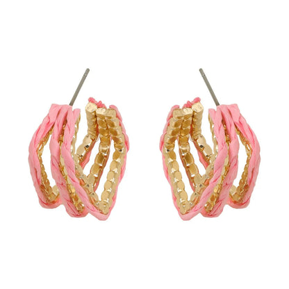 1 Pair Simple Style Classic Style Flower Raffia Drop Earrings